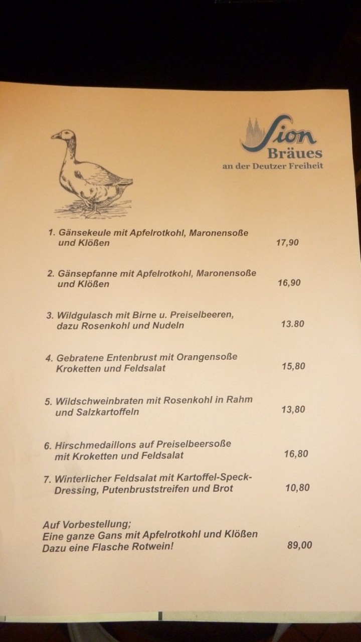 Gänse-Schmaus im Bräues! Wer die Wahl hat, hat die Qual !!!